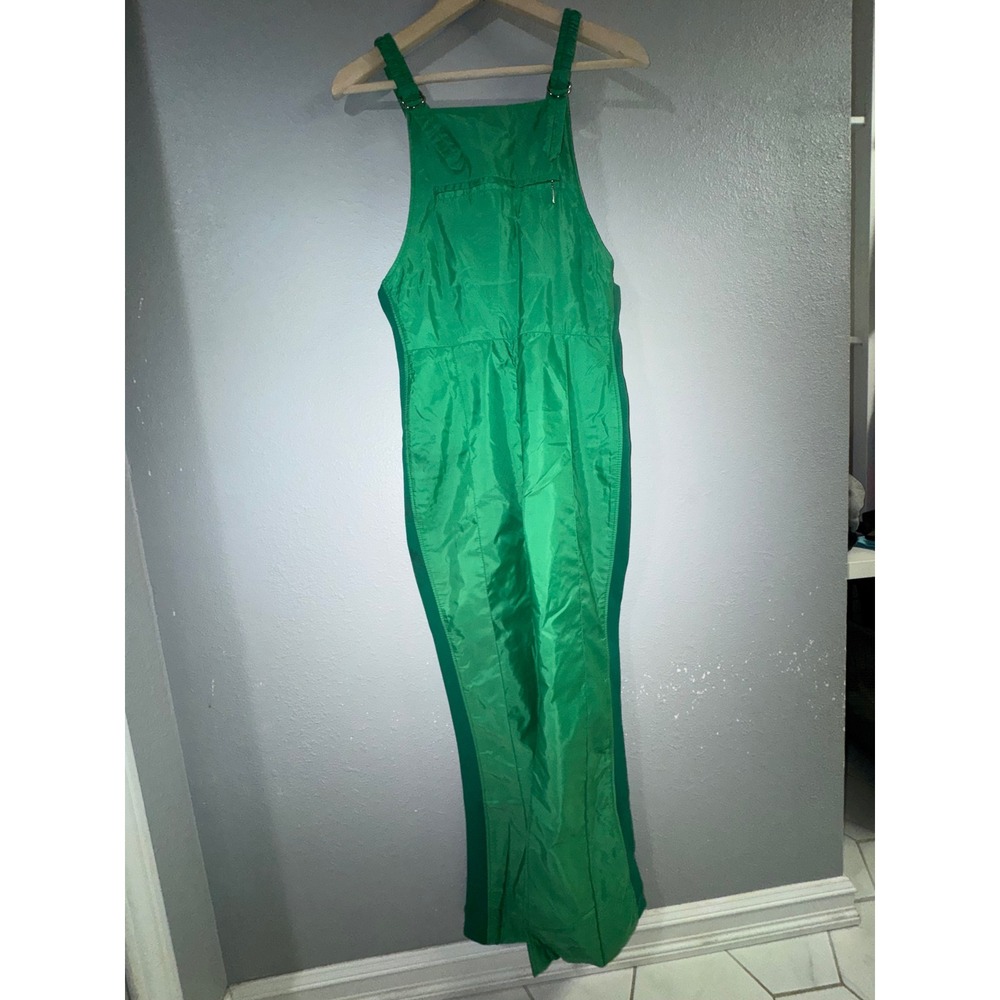 Vintage Sportcaster Green Ski Bibs Insulated Overalls Retro Snow Pants Womens M